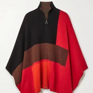 Akris 100% Cashmere Colorblock Reversable Poncho